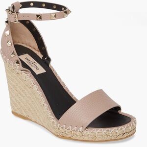 Valentino Women's Beige Rockstud Wedge Sandals